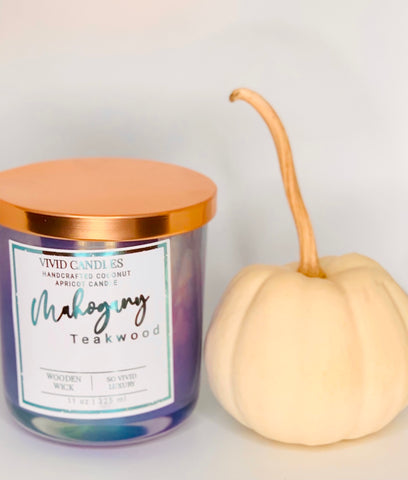 Mahogany Teakwood Coconut Apricot Fall Luxury Candle